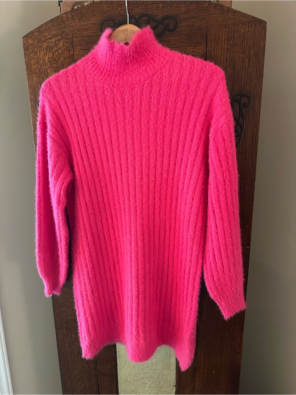 Flat White by Anthropologie Pink Ribbed Sweater Dress size M Preppy Soft - Picture 2 of 7